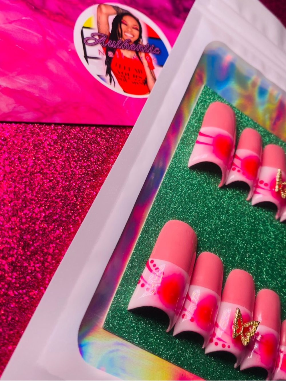 Authentic Pink Press-On Nail Set by Dia